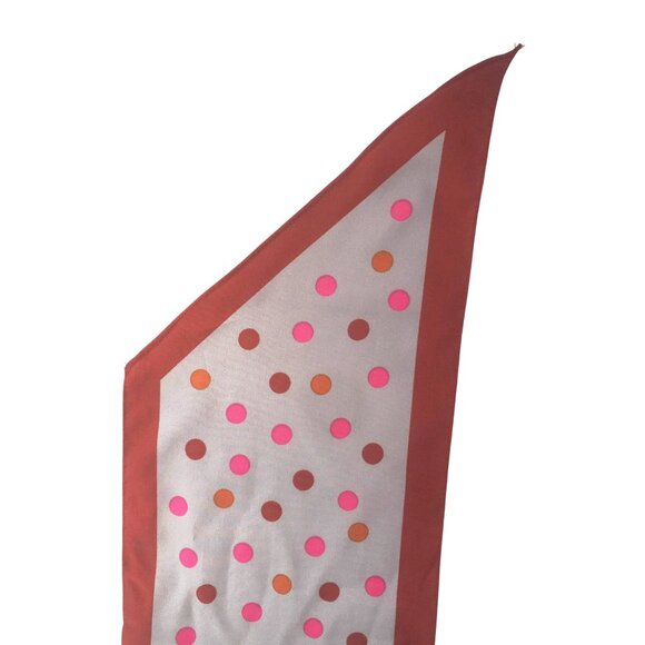 Pink Brown Polka Dot Scarf Vintage Accessory - Picture 4 of 4
